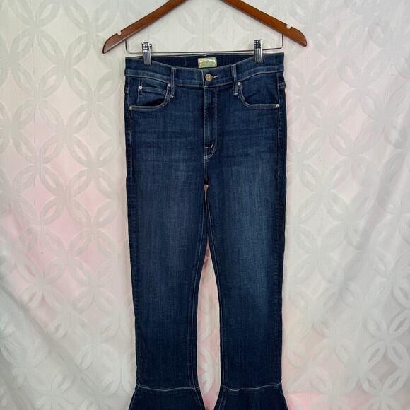 MOTHER The Cha Cha Raw Cut Flared Ankle Jeans Size 26 in Girl Crush - Picture 10 of 14